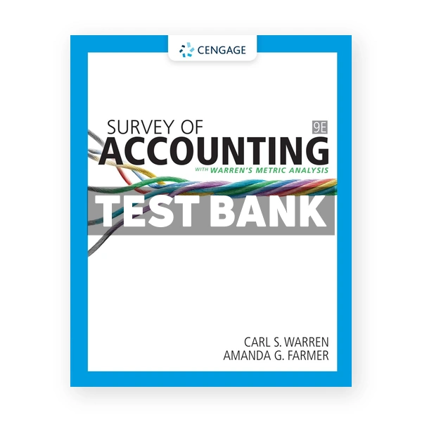 Survey of Accounting 9th edition Warren Test Bank