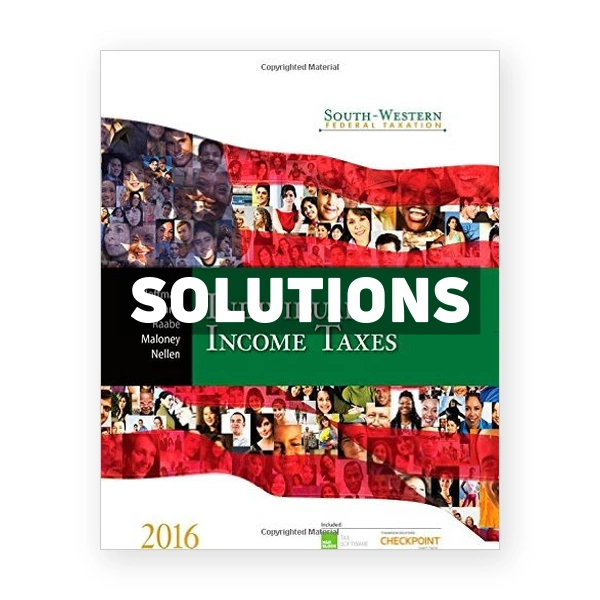 South-Western Federal Taxation 2016 Individual Income Taxes 39th edition Hoffman Solutions Manual