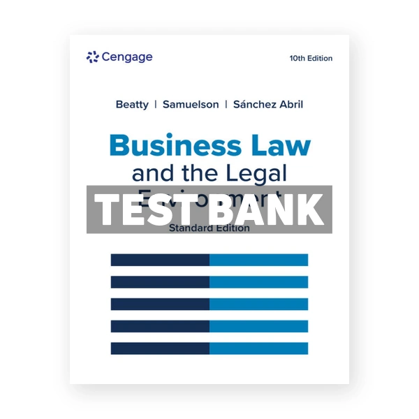 Business Law and the Legal Environment Standard Edition 10th edition Beatty Test Bank